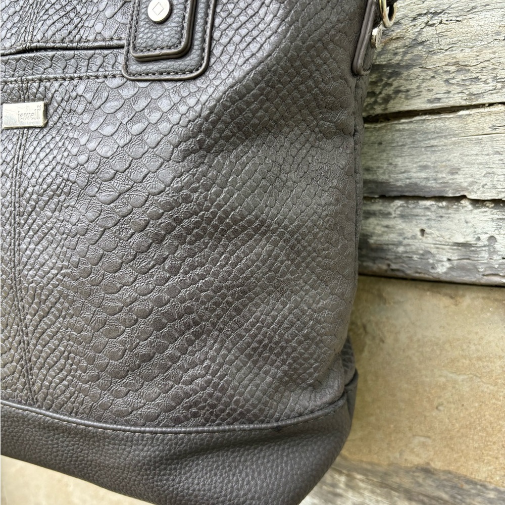 Jewell By Thirty One Gray Faux Reptile Skin Short Handle Tote and Clutch/Wallet - Picture 6 of 15
